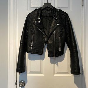 Members Only cropped faux leather motorcycle jacket NWOT